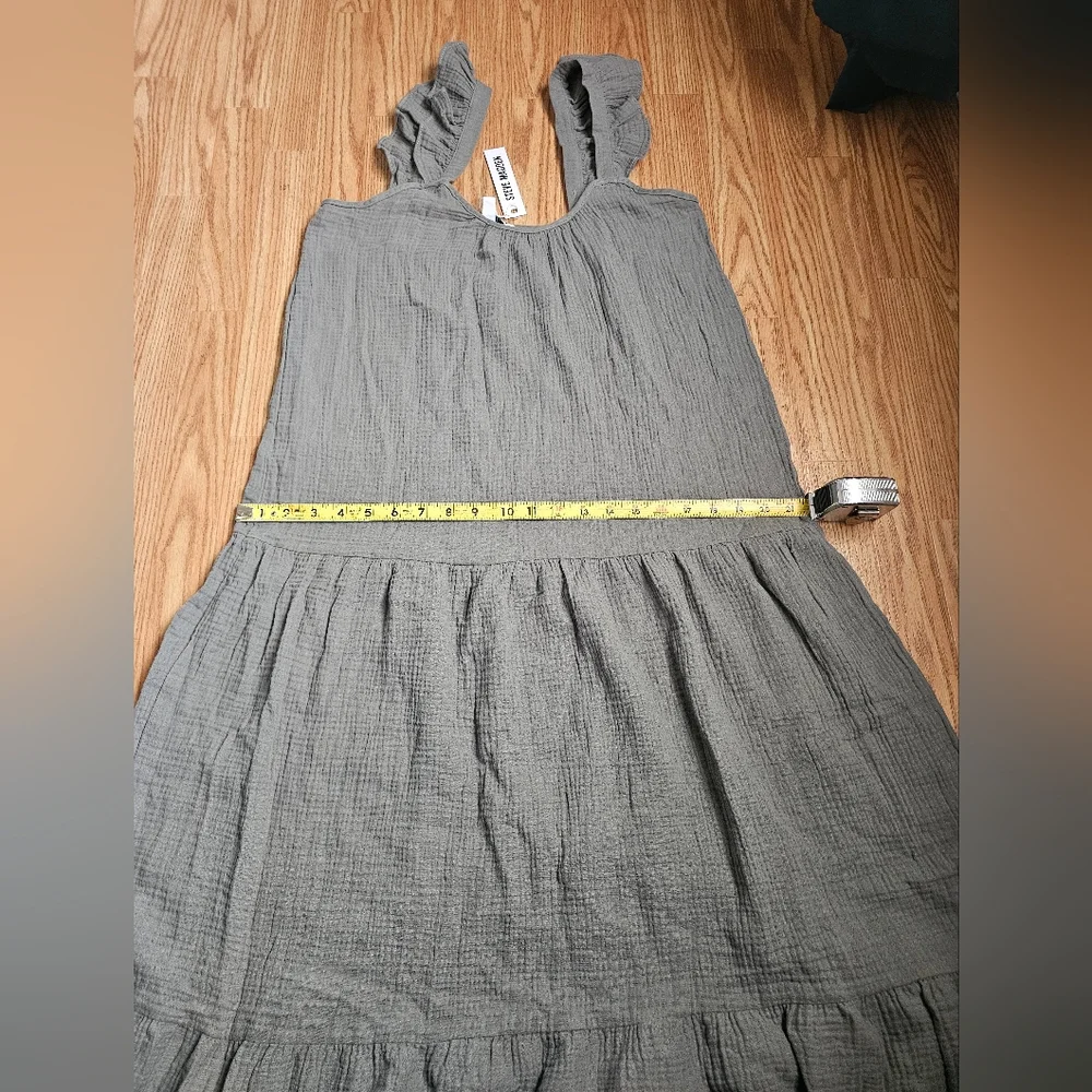 Women's STEVE MADDEN legant Olive Green Maxi Dress Size S Oversize Cotton 100% - Picture 10 of 13